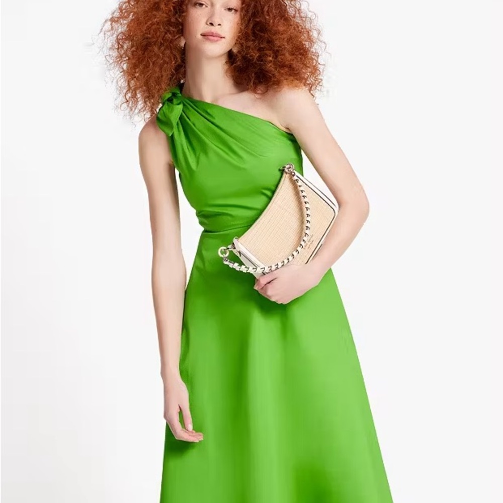 NWT Kate Spade Green Sabrina One-Shoulder A-Line Cocktail Dress